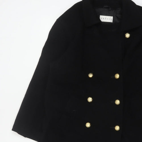 Precis Women’s Black Wool Cashmere Size 10 Double-Breasted Pea Coat