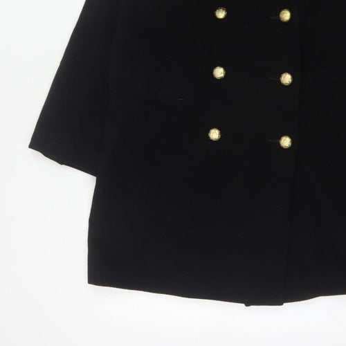 Precis Women’s Black Wool Cashmere Size 10 Double-Breasted Pea Coat