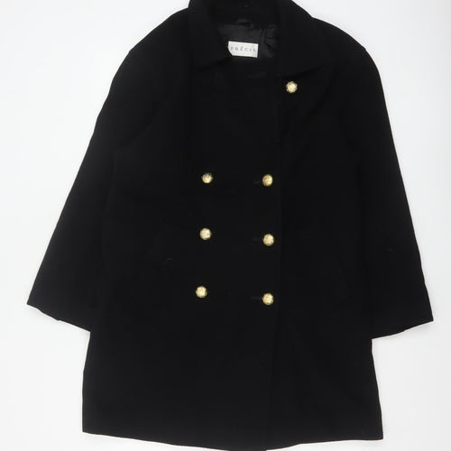 Precis Women’s Black Wool Cashmere Size 10 Double-Breasted Pea Coat