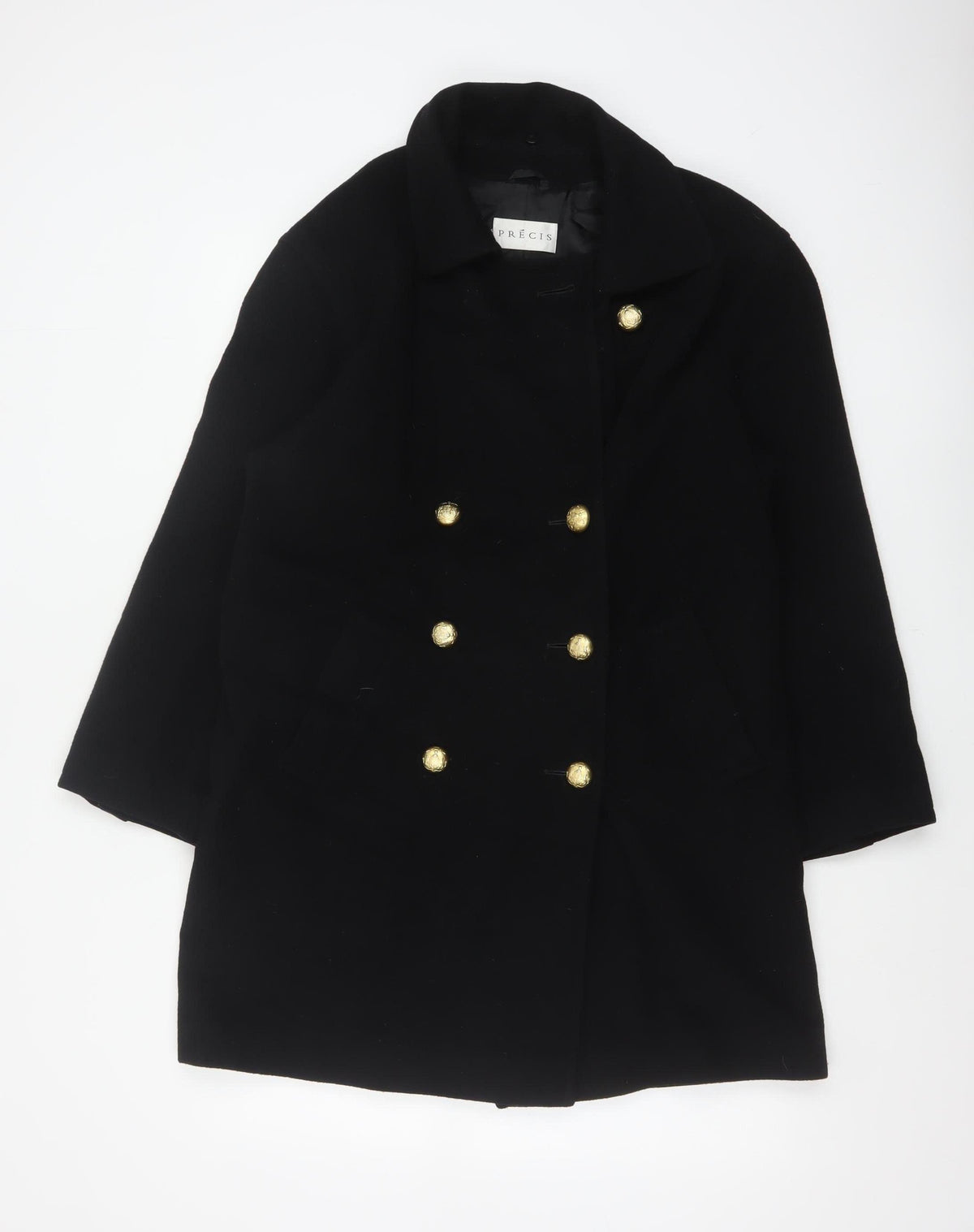 Precis Women’s Black Wool Cashmere Size 10 Double-Breasted Pea Coat