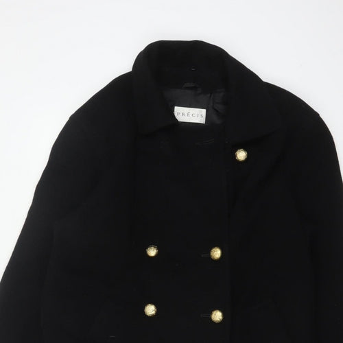 Precis Women’s Black Wool Cashmere Size 10 Double-Breasted Pea Coat