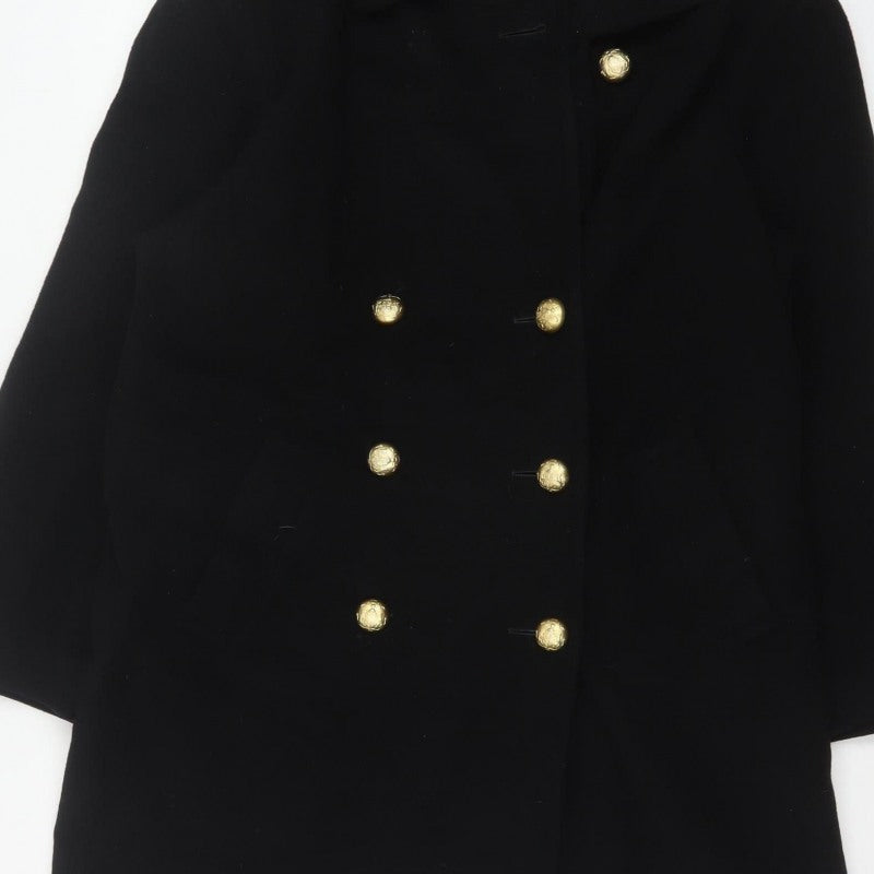 Precis Women’s Black Wool Cashmere Size 10 Double-Breasted Pea Coat
