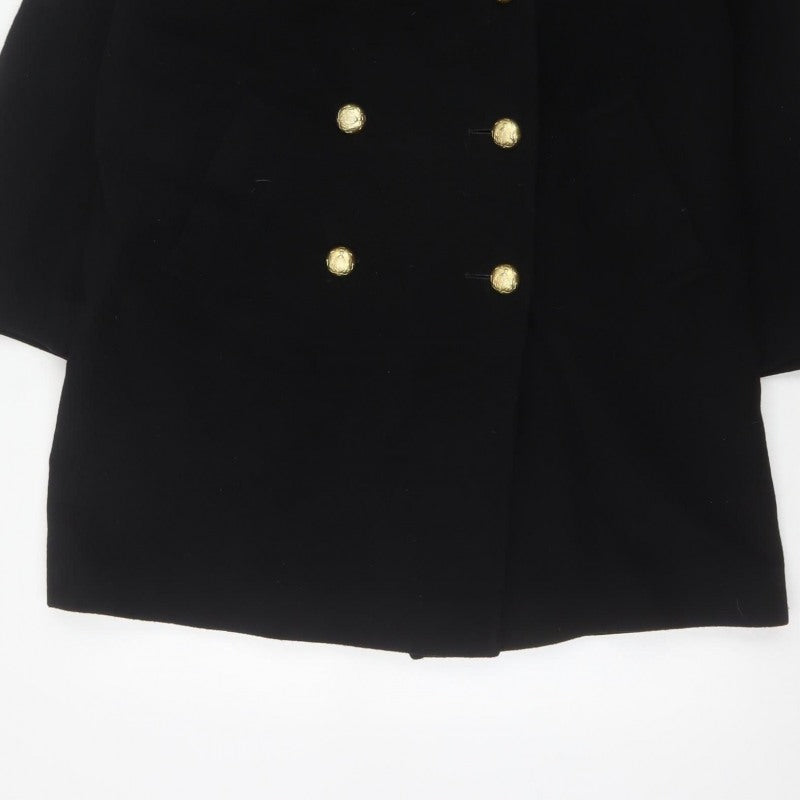 Precis Women’s Black Wool Cashmere Size 10 Double-Breasted Pea Coat