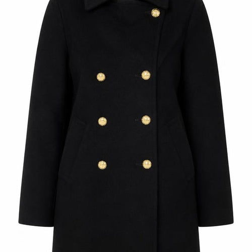 Precis Women’s Black Wool Cashmere Size 10 Double-Breasted Pea Coat