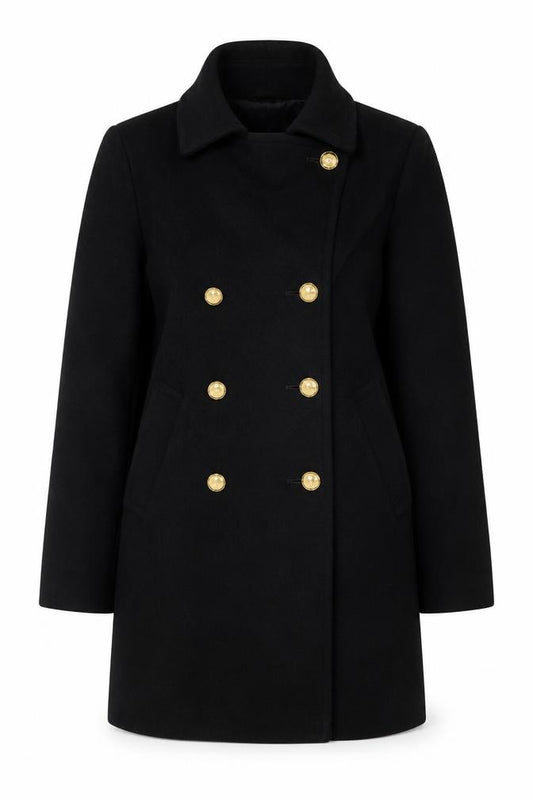 Precis Women’s Black Wool Cashmere Size 10 Double-Breasted Pea Coat