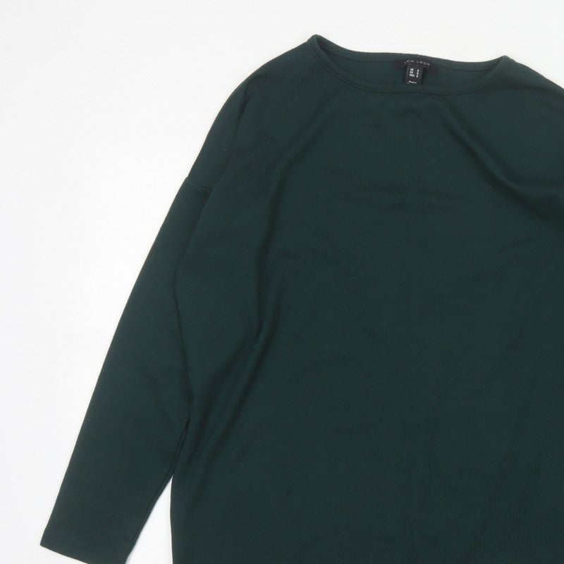 New Look Women Green Size S Basic Long Sleeve Crew Neck T-Shirt