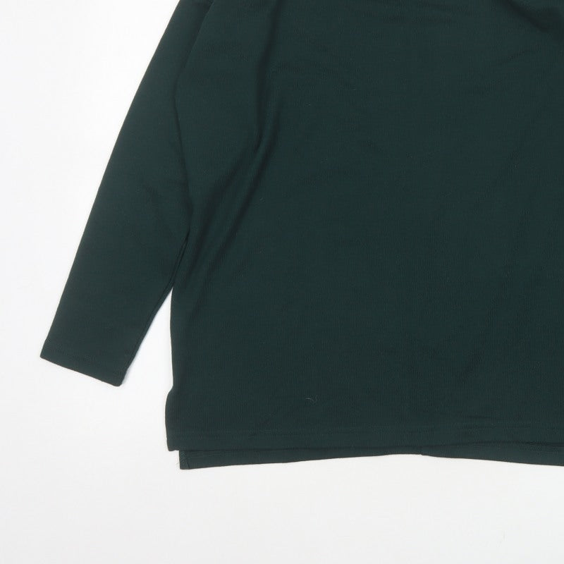 New Look Women Green Size S Basic Long Sleeve Crew Neck T-Shirt