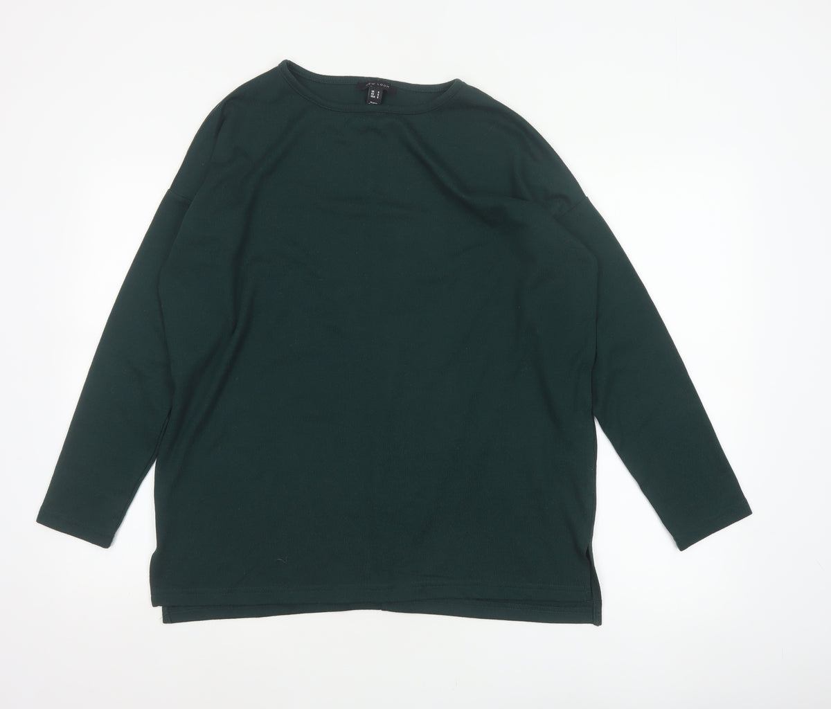 New Look Women Green Size S Basic Long Sleeve Crew Neck T-Shirt