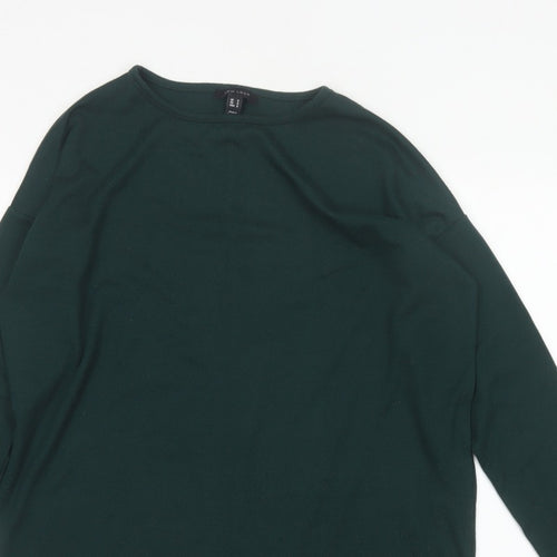 New Look Women Green Size S Basic Long Sleeve Crew Neck T-Shirt