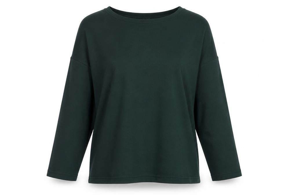 New Look Women Green Size S Basic Long Sleeve Crew Neck T-Shirt