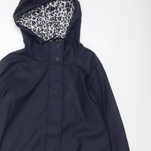 Dorothy Perkins Women’s Blue Leopard Hooded Rain Jacket UK 6