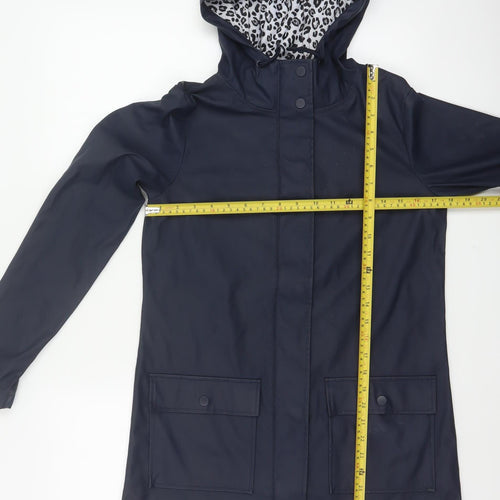 Dorothy Perkins Women’s Blue Leopard Hooded Rain Jacket UK 6