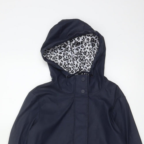 Dorothy Perkins Women’s Blue Leopard Hooded Rain Jacket UK 6