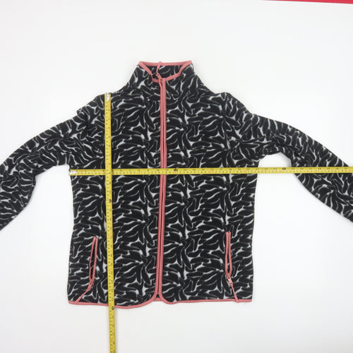 Tu Women’s Black Fleece Jacket Size 16 Full Zip Pink Trim