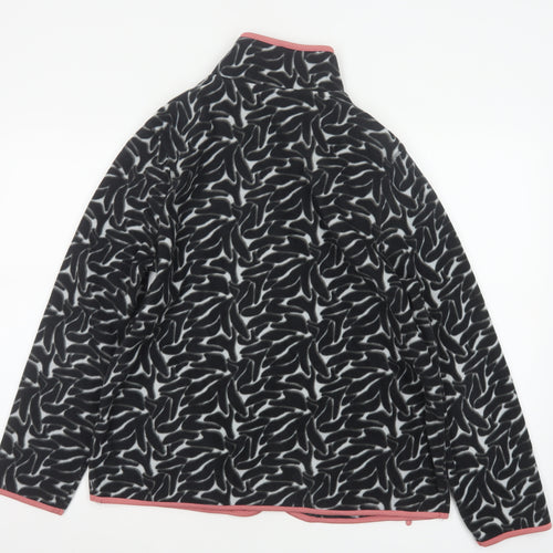 Tu Women’s Black Fleece Jacket Size 16 Full Zip Pink Trim