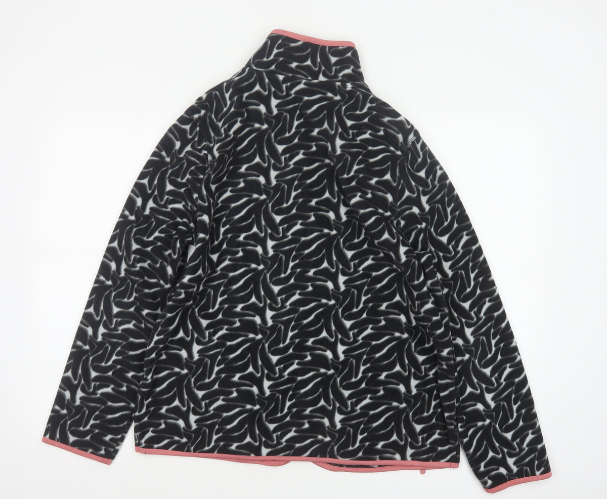Tu Women’s Black Fleece Jacket Size 16 Full Zip Pink Trim