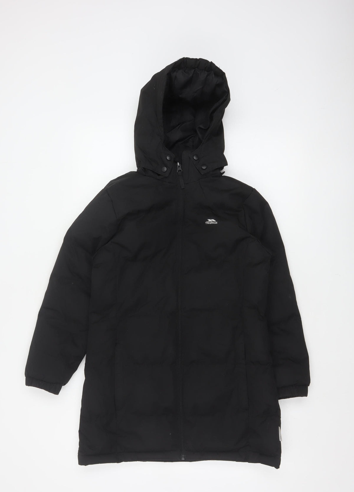 Trespass Girls Black 9-10 Years Waterproof Hooded Parka Coat