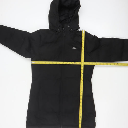 Trespass Girls Black 9-10 Years Waterproof Hooded Parka Coat