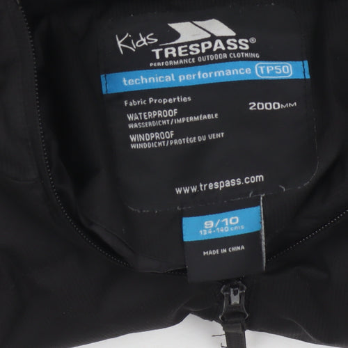 Trespass Girls Black 9-10 Years Waterproof Hooded Parka Coat