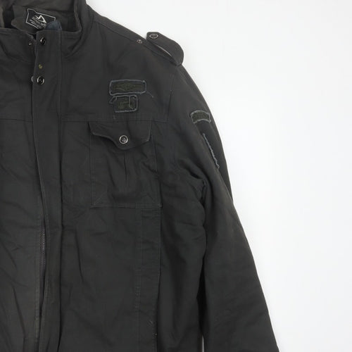 Outdoor Jacket Men Black 2XL Military Cotton Lined Utility Jacket
