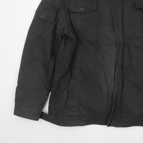Outdoor Jacket Men Black 2XL Military Cotton Lined Utility Jacket
