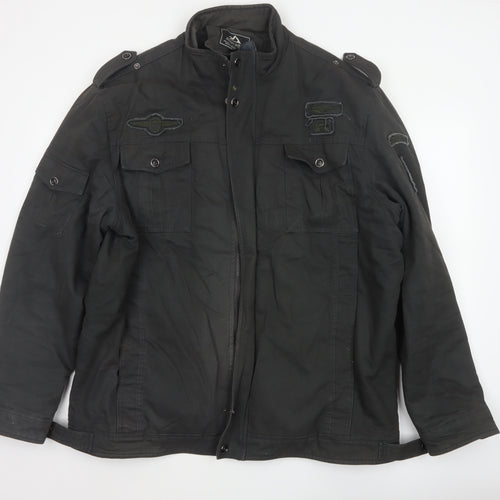 Outdoor Jacket Men Black 2XL Military Cotton Lined Utility Jacket