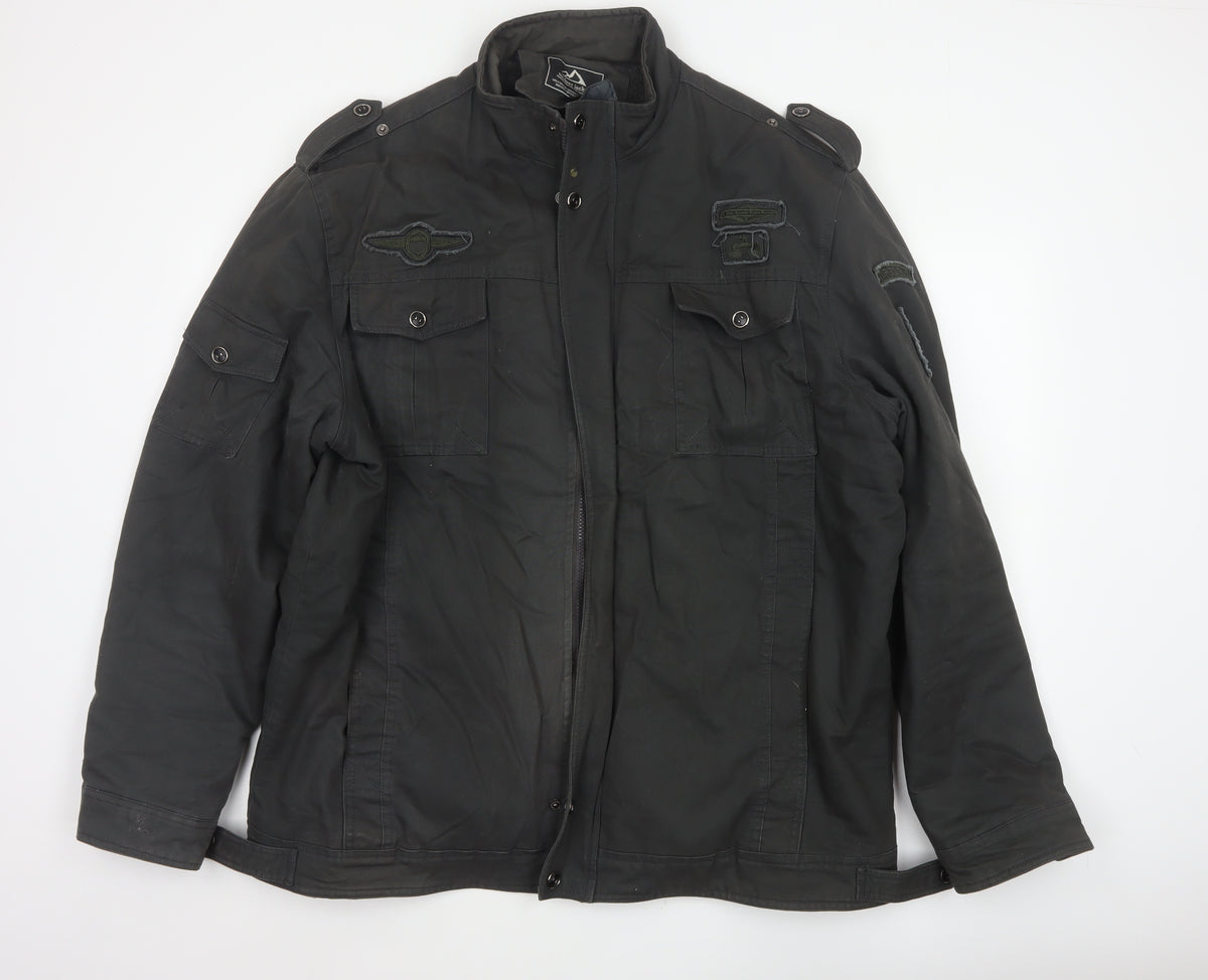 Outdoor Jacket Men Black 2XL Military Cotton Lined Utility Jacket