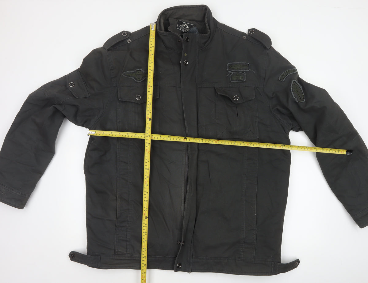 Outdoor Jacket Men Black 2XL Military Cotton Lined Utility Jacket