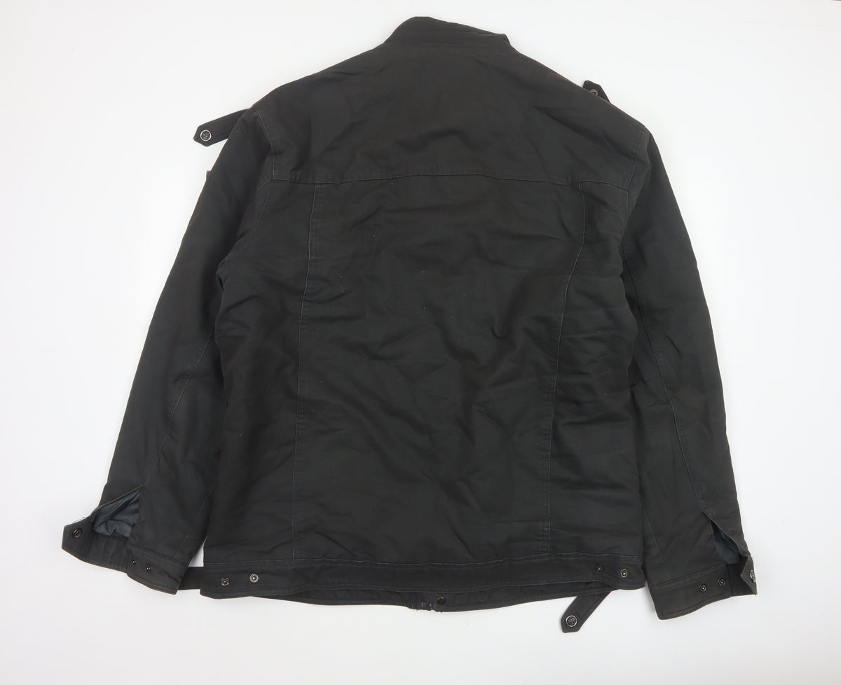 Outdoor Jacket Men Black 2XL Military Cotton Lined Utility Jacket