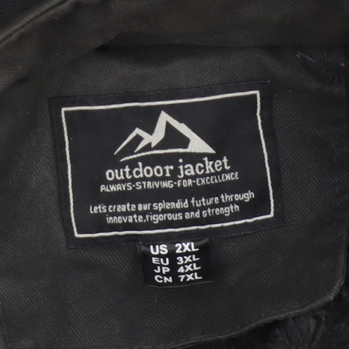 Outdoor Jacket Men Black 2XL Military Cotton Lined Utility Jacket