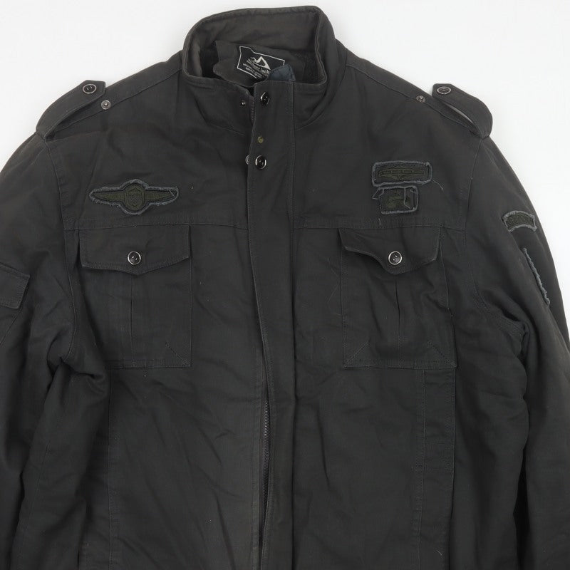 Outdoor Jacket Men Black 2XL Military Cotton Lined Utility Jacket