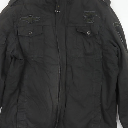Outdoor Jacket Men Black 2XL Military Cotton Lined Utility Jacket