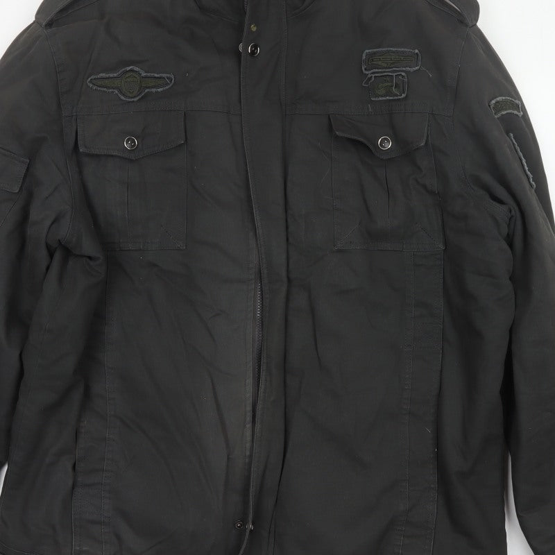 Outdoor Jacket Men Black 2XL Military Cotton Lined Utility Jacket