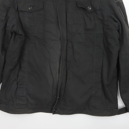 Outdoor Jacket Men Black 2XL Military Cotton Lined Utility Jacket