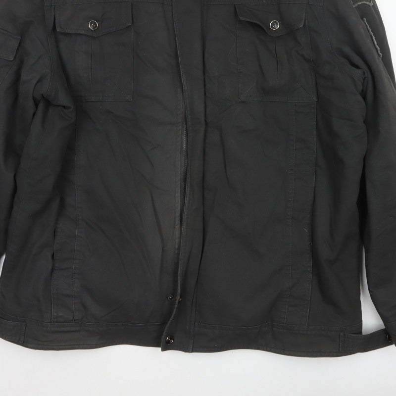 Outdoor Jacket Men Black 2XL Military Cotton Lined Utility Jacket