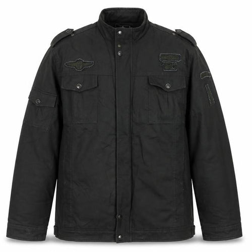 Outdoor Jacket Men Black 2XL Military Cotton Lined Utility Jacket