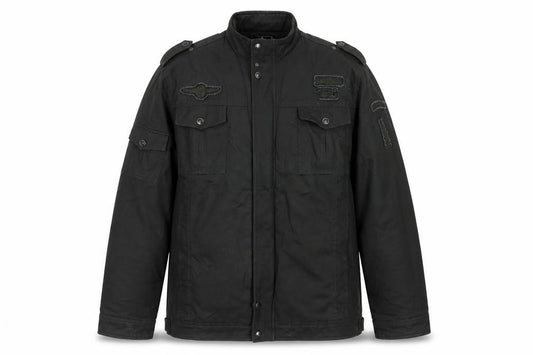 Outdoor Jacket Men Black 2XL Military Cotton Lined Utility Jacket