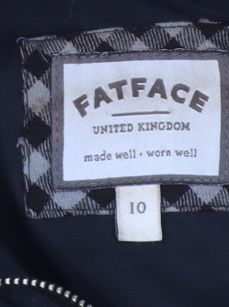 FatFace Women's Black UK 10 Long Hooded Fur Trim Parka Puffer Coat