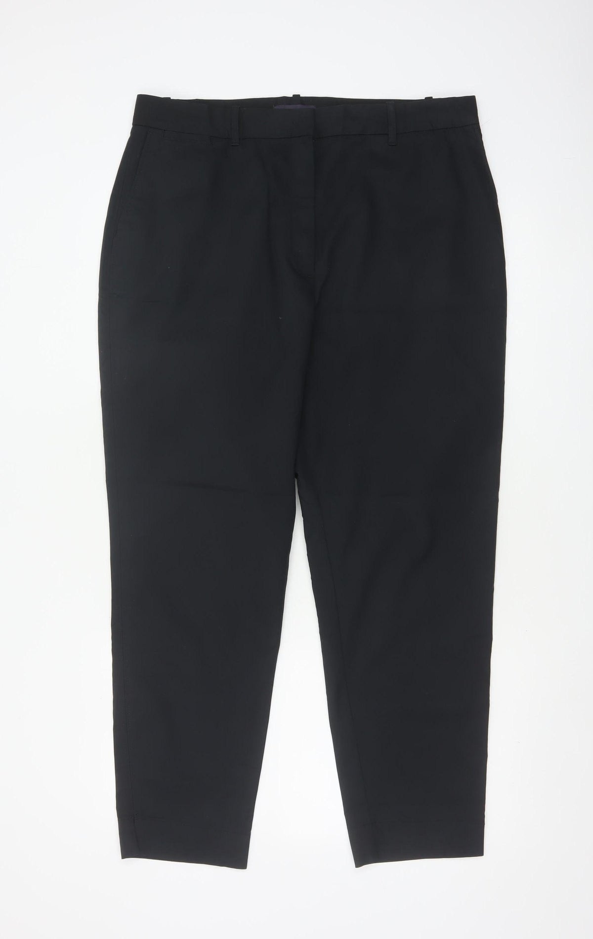 M&S Women Black Size 16 Regular Tapered Tailored Work Trousers