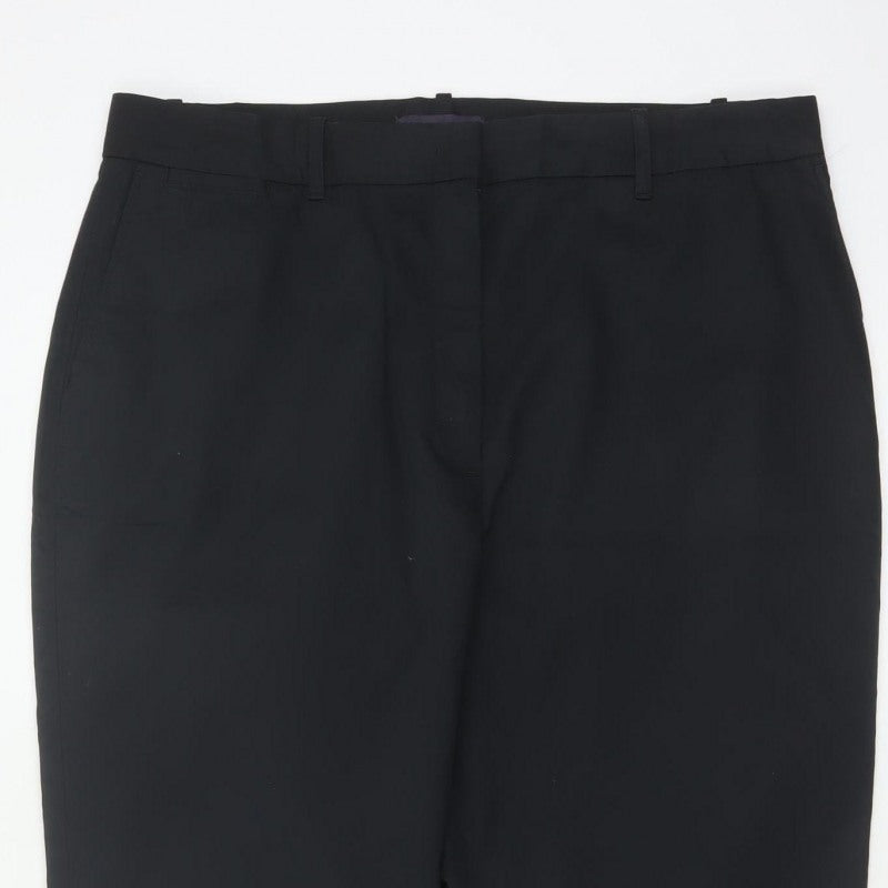 M&S Women Black Size 16 Regular Tapered Tailored Work Trousers