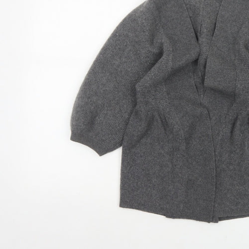 Jaeger Women Grey M 100% Cashmere Open Cardigan Batwing Sleeves