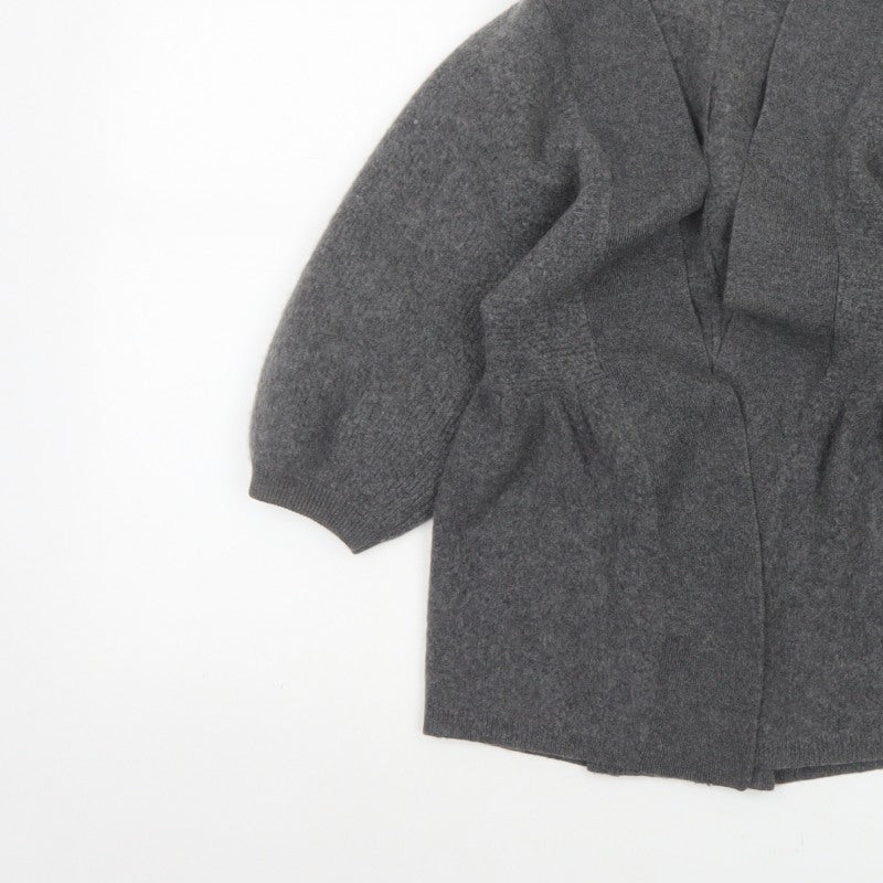 Jaeger Women Grey M 100% Cashmere Open Cardigan Batwing Sleeves