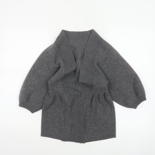 Jaeger Women Grey M 100% Cashmere Open Cardigan Batwing Sleeves