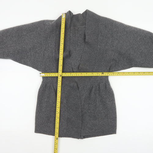 Jaeger Women Grey M 100% Cashmere Open Cardigan Batwing Sleeves