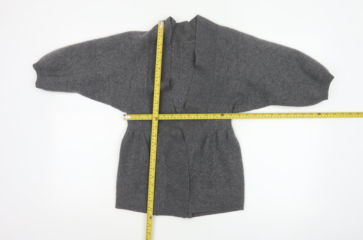 Jaeger Women Grey M 100% Cashmere Open Cardigan Batwing Sleeves