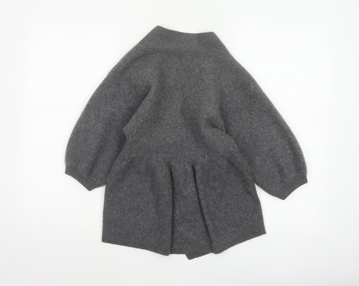 Jaeger Women Grey M 100% Cashmere Open Cardigan Batwing Sleeves