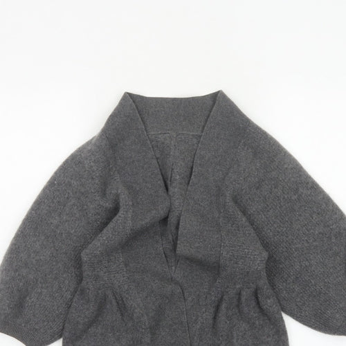 Jaeger Women Grey M 100% Cashmere Open Cardigan Batwing Sleeves