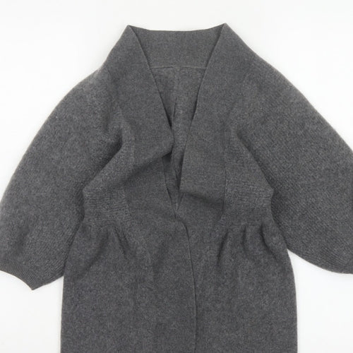 Jaeger Women Grey M 100% Cashmere Open Cardigan Batwing Sleeves