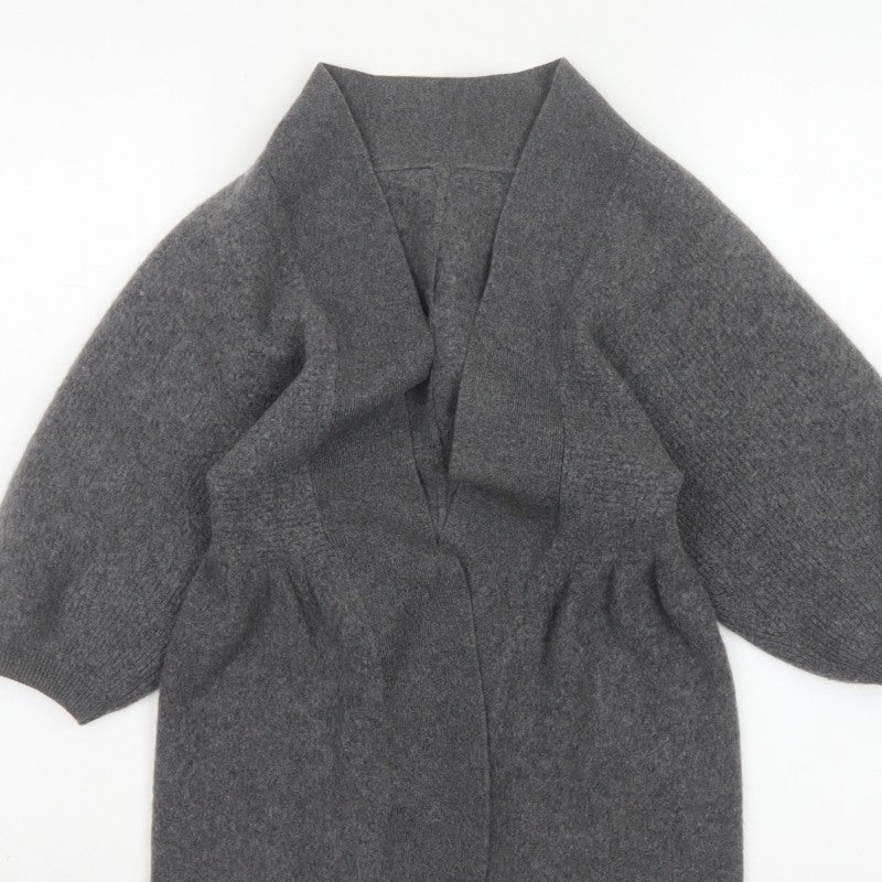 Jaeger Women Grey M 100% Cashmere Open Cardigan Batwing Sleeves