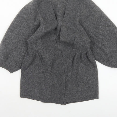 Jaeger Women Grey M 100% Cashmere Open Cardigan Batwing Sleeves